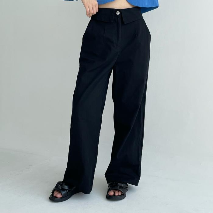 Peach Poppy Rei Fold Pants Katun Premium - Celana Panjang Wanita Premium Karet