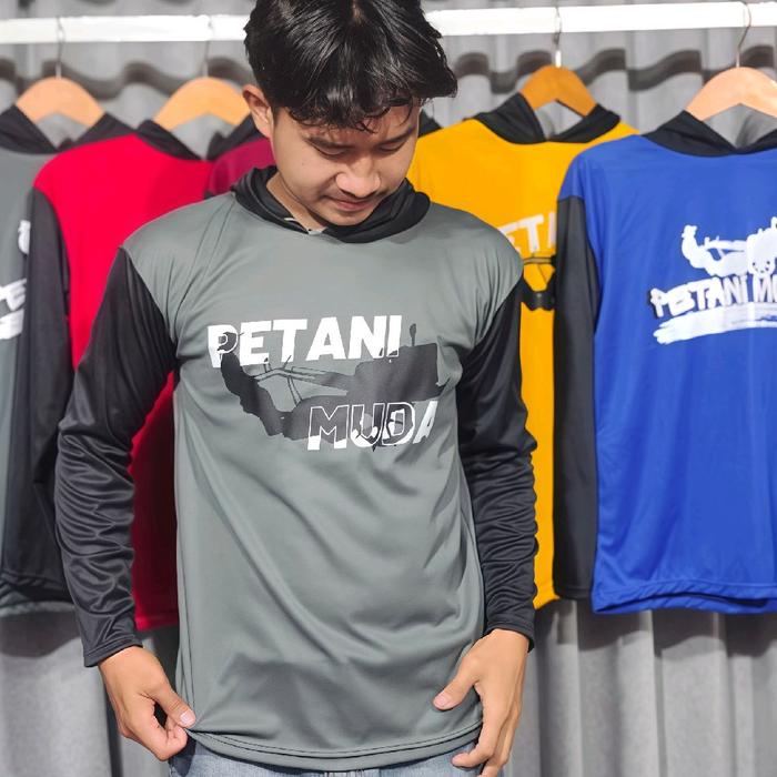 Kaos Tani Bersablon PETANI MUDA TRAKTOR HITAM Sablon DTF Bahan Hyget Grade A Allsize Fit to XL Bisa