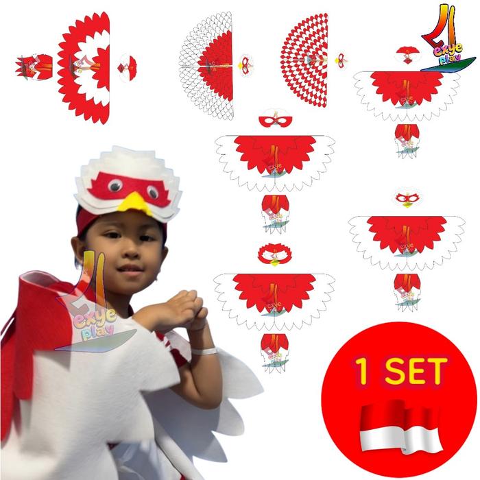 Kostum Burung Garuda Merah Putih Anak-Dewasa |  Elang Merah Putih | Paradise Costume Set Bird Wings 