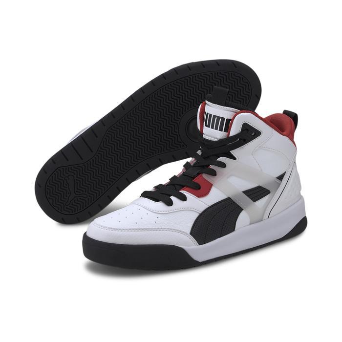 sale PUMA Sepatu Sneakers Backcourt Mid White-Black-High Risk Red-Silver