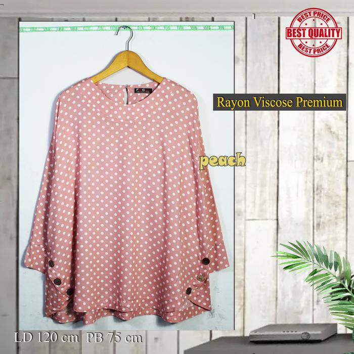 Blouse Wanita Jumbo - Batok Oval Polkadot - LD 120 cm
