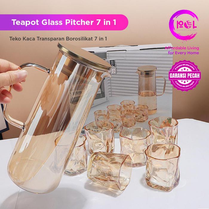 POL - Teko Air + Gelas Kaca Weiguang Set 7 in 1