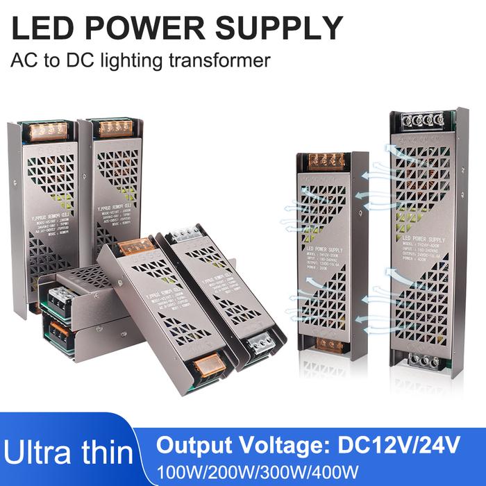 12V 24V LED Power Supply 100W 200W 300W 400W Full Watt LED Driver PSU