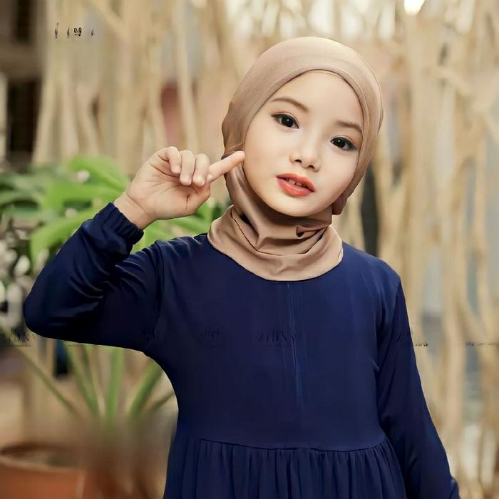 Yainiaja Inner Ninja Antem Anak Bahan Spandex Rayon Premium Kancing Muslim Jilbab Kerudung Sekolah I