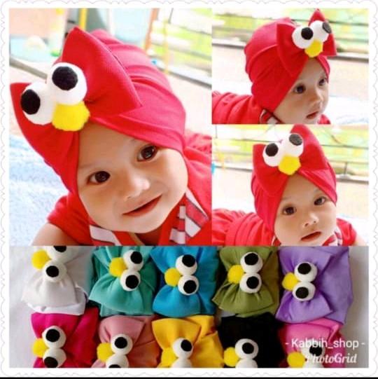 Turban bayi pita Elmo kupluk topi anak kerpus Perempuan