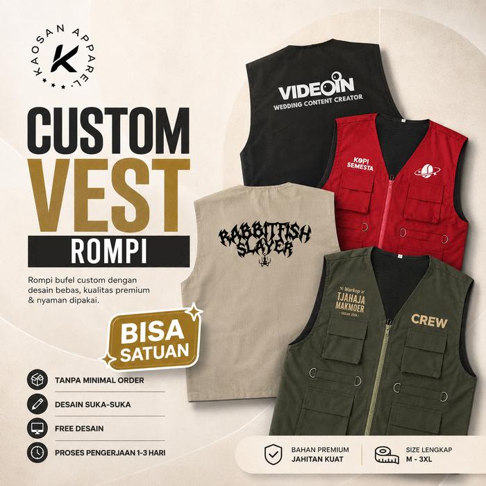Rompi Custom / Vest Custom Satuan / Rompi Lapangan Tactical Custom