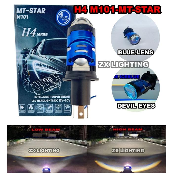 Original h4 MT-Star Lampu Utama Mini Biled H4 M101 Terbaru Flat Cut Off Laser High Beam 46 Watt