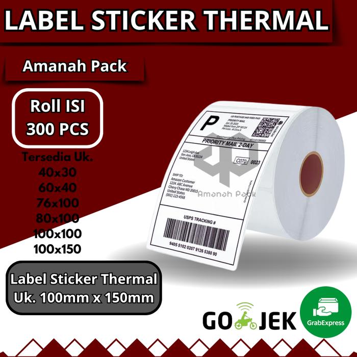 LABEL STICKER THERMAL 100x150 mm 300 LEMBAR / LABEL THERMAL / STICKER LABEL THERMAL RESI 300 LEMBAR