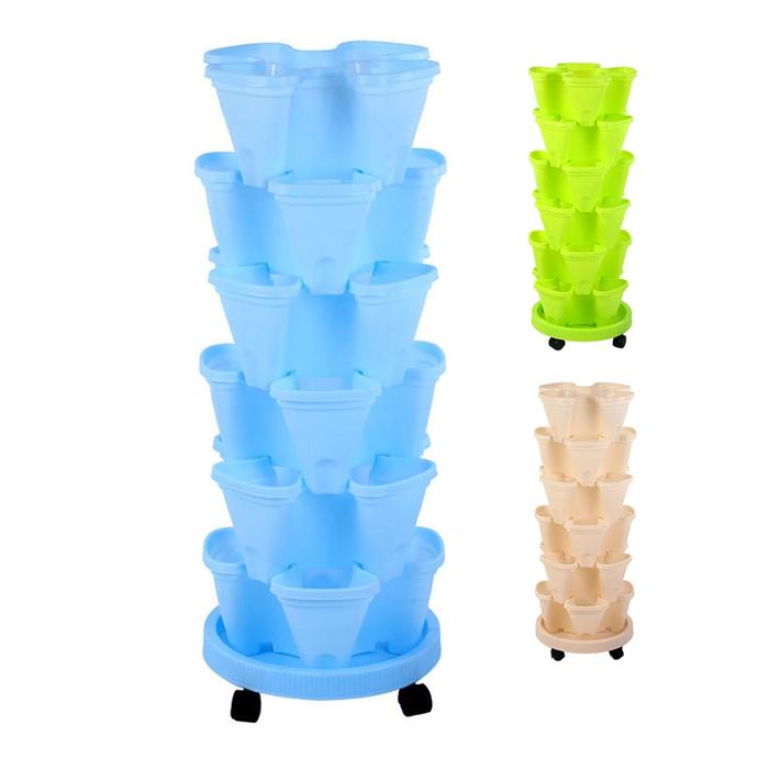 1Set Multilayer Stacking Cultivation Pot Dimensional Four Petal Tower Superimposed Melon Fruit Straw