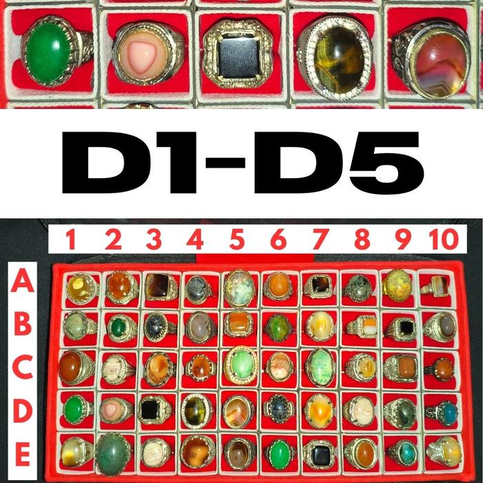Cincin Batu Akik Nusantara (D1-D5) - Giok, Hawk eye