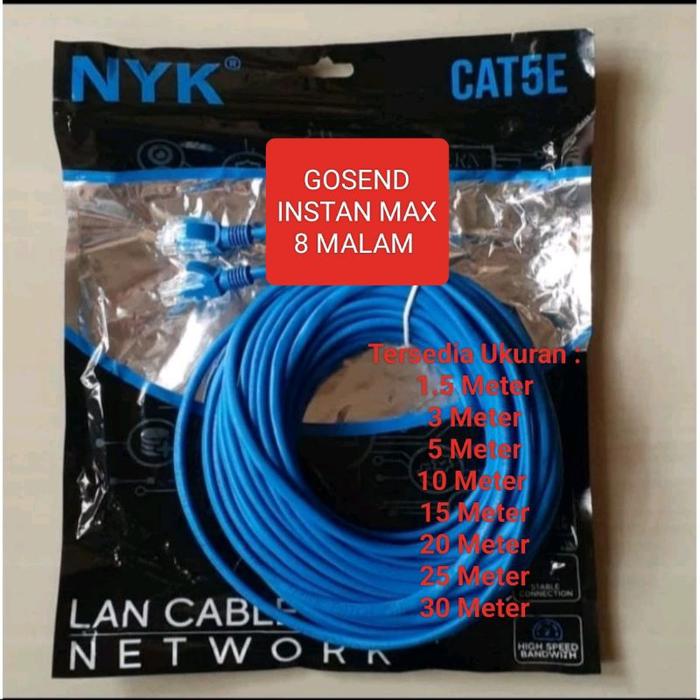 Kabel LAN UTP 20M RJ45 Cat 5e Cable 20 Meter terpasang konektor cat5e  Biru