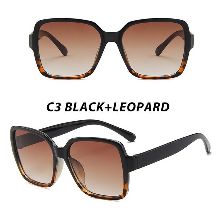 [Beli Lokal]PUGLIA Korean Fashion Style Kacamata Hitam Wanita Oversized Frame Kacamata Hitam Sunglas