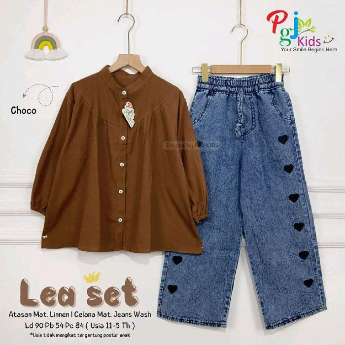LEA SETELAN ANAK PEREMPUAN USIA 11-15 TAHUN/ BLOUSE KEMEJA ATASAN ANAK BAHAN LINEN / CELANA KULOT JE