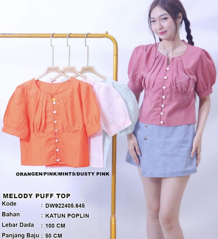 MELODY PUFF TOP KATUN POPLIN Crop Garis Balon kemeja crop bangkok