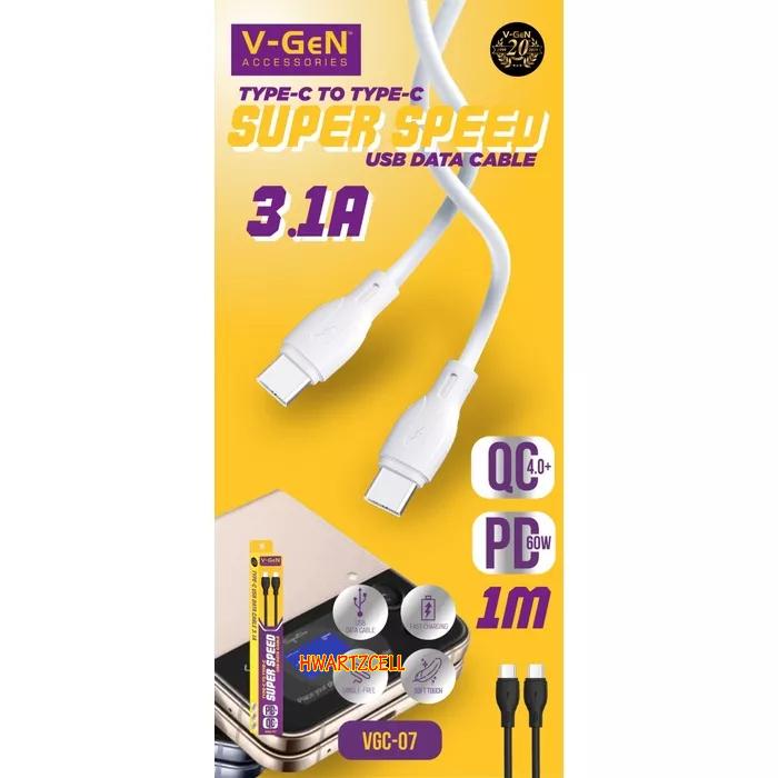 [HWARTZ] VGEN V-GeN VGC-07 / VGC-08 Kabel Data Type C to Type C QC 4.0 60W 3.1A BERGARANSI