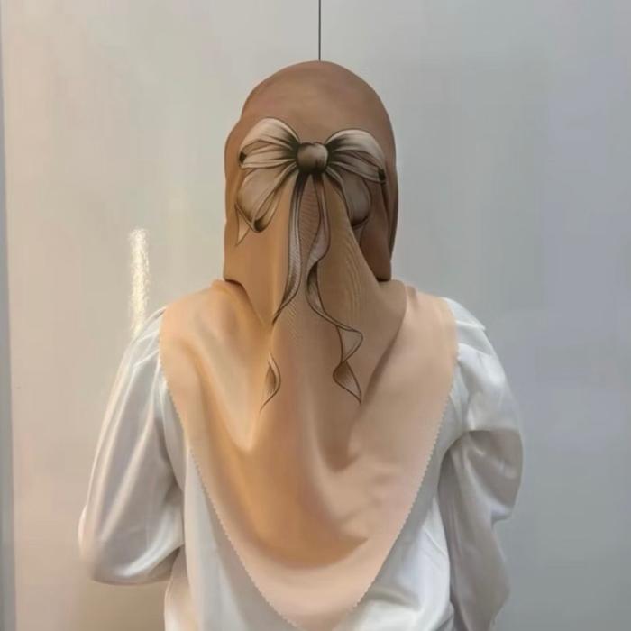 Pita Terbaru Kerudung Pita Terbaru dengan Deskripsi Tersedia Square Jilbab Wanita Segi Empat Voal In