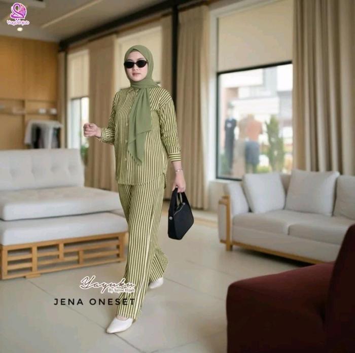 Jena One Set Daily Lucu Atasan Celana Panjang HIjab Pajamas Kekinian Baju The Daster