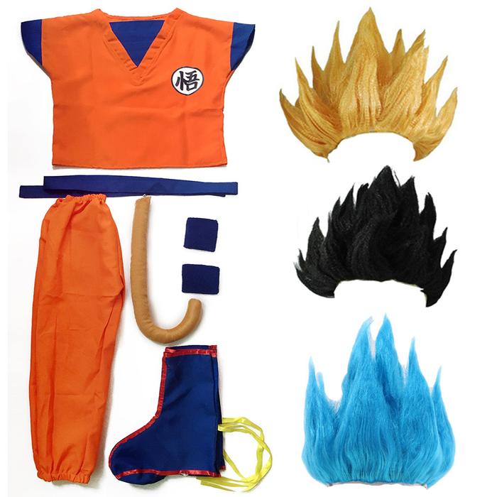 Halloween Costumes Child Adult Z Clothes Suit Goku Cosplay Costumes Top/Pant/Belt/Tail/wrister/Wig
