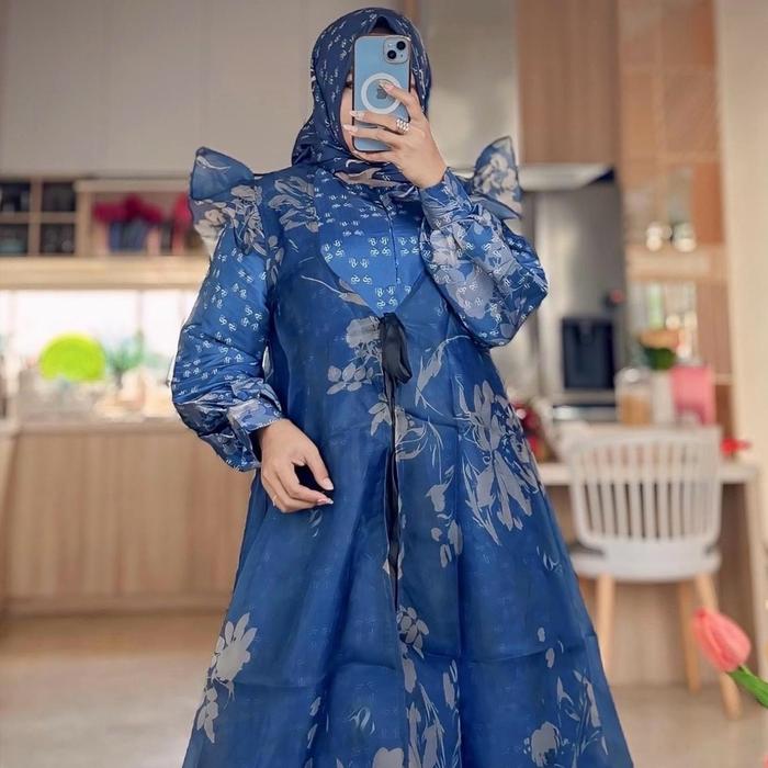 Set Gamis Cardigan Shimmer Organza