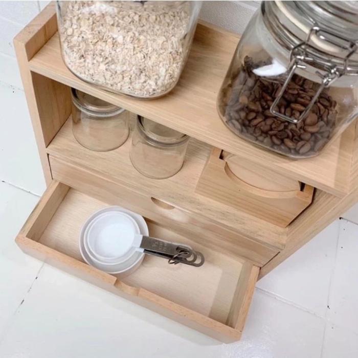 Rak tempat bumbu dapur / rak tempat gula kopi teh / rak makeup kosmetik / rak laci susun serbaguna 1