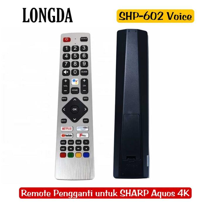 LONGDA SHP 602 Voice Remote Pengganti untuk TV Sharp Aquos 4K Smart TV Android
