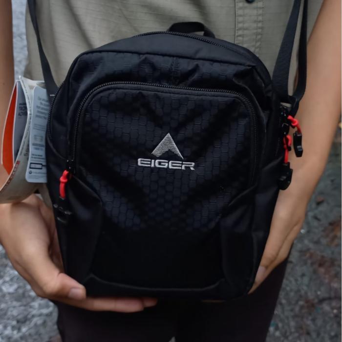 Gatama Store - Tas Selempang Eiger Cowok Trendy Warna Hitam Bahan Kualitas Premium
