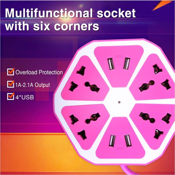 Stop Kontak USB Hexagon Socket 4 USB Colokan Listrik Smart Power Termurah