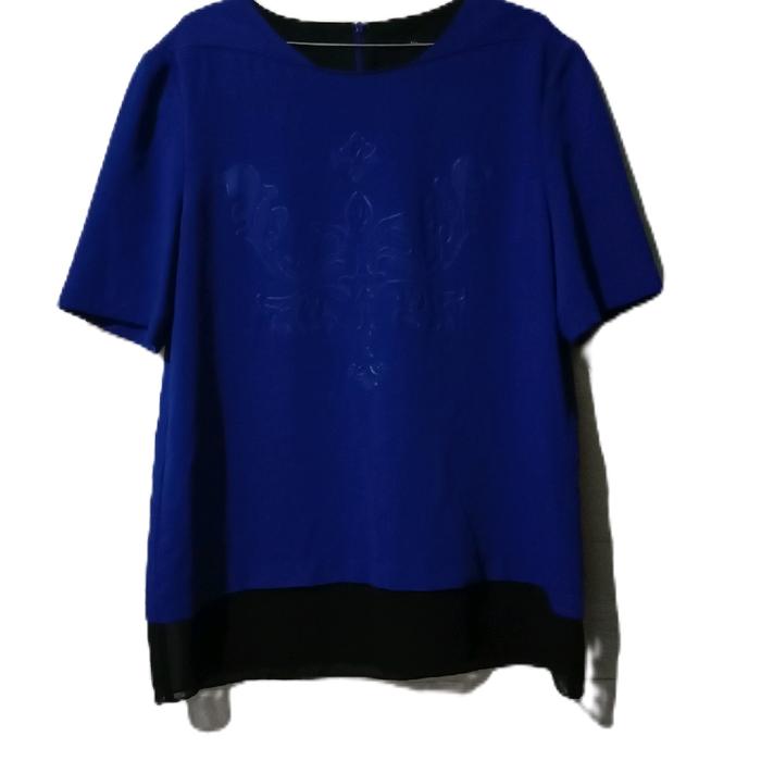 blous biru kain sifon lapis tebal