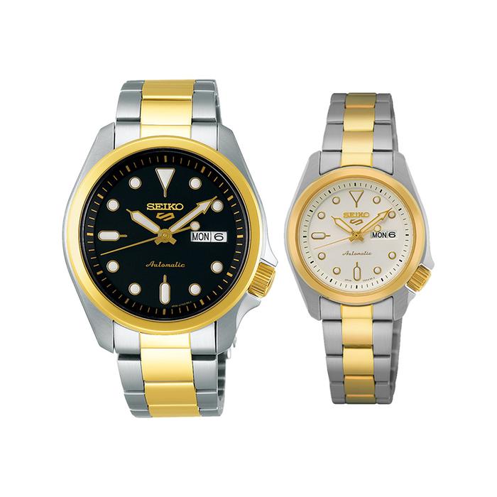 Jam Tangan Couple Seiko 5 Sport SRE004K1_SRPE60K1 Automatic Analog Dial Dual Tone Stainless Steel St
