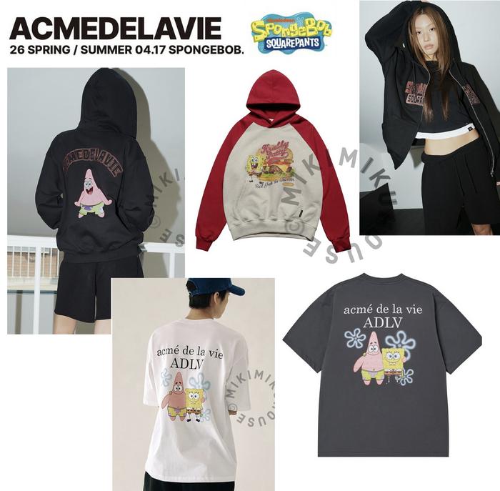 ACMEDELAVIE SPONGEBOB COLLAB OFFICIAL ADLV KOREA SQUAREPANTS ACME DELAVIE DE LAVIE TSHIRT KAOS HOODI