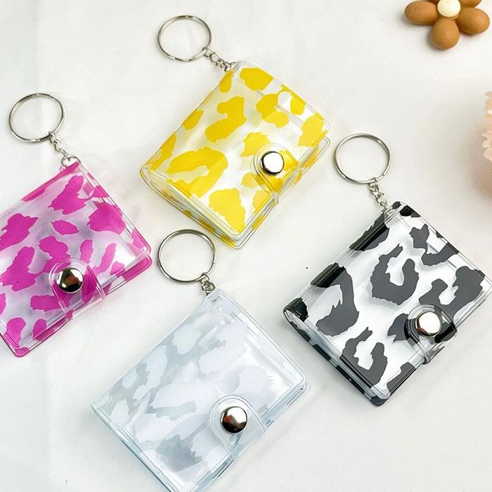 EG✨ 2 Inch Album Mini Gantungan Kunci Holder Album Foto Mini Portable Bahan  Leopard Foto Lucu 20 Po