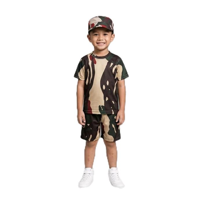 Kaos Anak Laki-laki Usia 1-8Tahun Motif Loreng KOPASUS Plus Topi Komando nyaman & Stylis.
