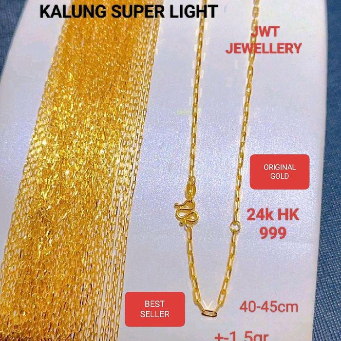 KALUNG EMAS 24K HK 999 SUPER LIGHT RINGAN 1 GRAM TAMPAK BESAR KUAT MURAH GIFT