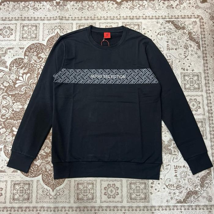 Sweater Crew Neck Hugo Selection Original Pria Lengan Panjang Outdoor Motif Bordiran