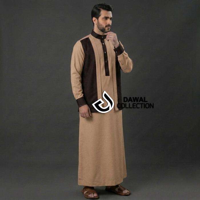 New Colection Gamis Pria Dewasa Fashion Muslim Trending Syamil Jubah Rompi Polos Bahan Katun Premium