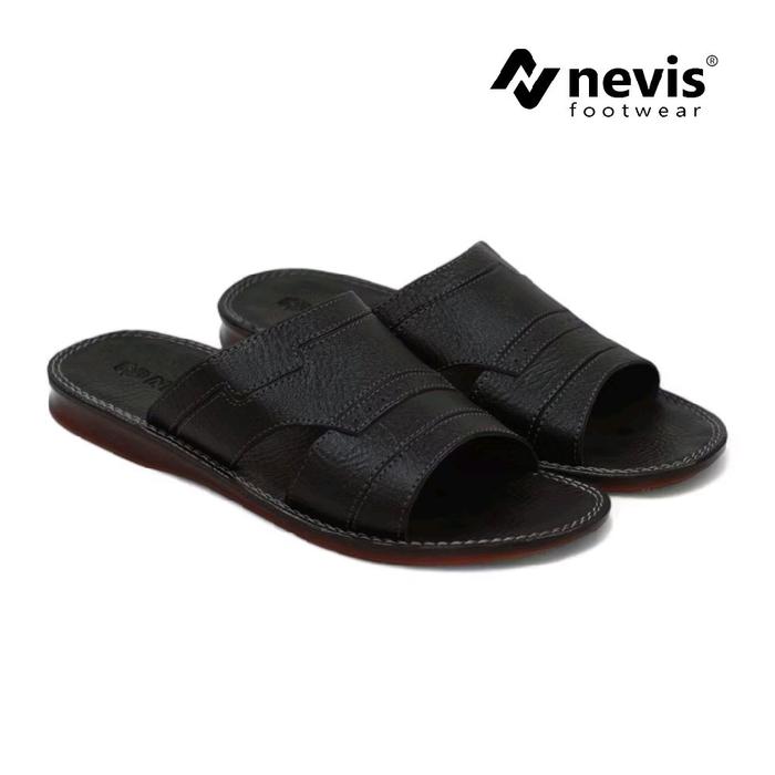 NEVIS Sandal Pria Slop ABBAS Sendal Kulit Casual Santai Cowok Keren