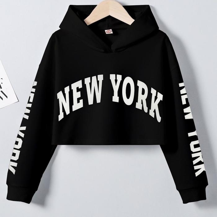 Jaket Crop Hoodie Wanita NEWYORK Jumbo S M L XL 2XL 3XL 4XL 5XL 6XL | Crop Hoodie Cewek Korean Style