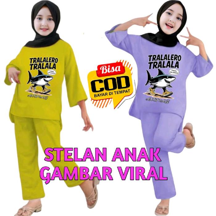 Stelan anak perempuan panjang stelan viral stelan anak sampai remaja motif viral animasi anomali tra