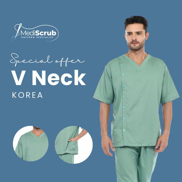 Mediscrub Setelan V Neck Korea Pria Seragam Rumah Sakit Klinik