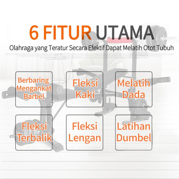 Benchpress Barbel Multifungsi / Peralatan Olahraga Rumahan / Matras Sit-Up Gym Dumbbell