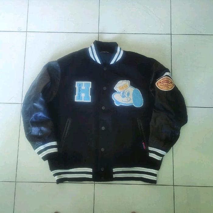 honest college by studio seven x gu Embroidery Letterman varsity jacket