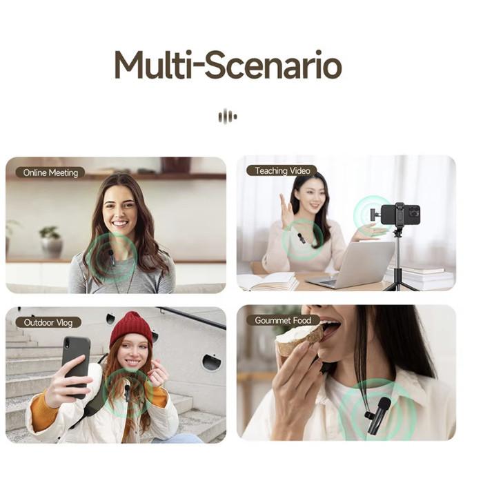 SMARTCOM ~ H02 Mic Wireless 2 in 1 Microphone Clip On Min Mikrofon HP Lavalier Noise Reduction