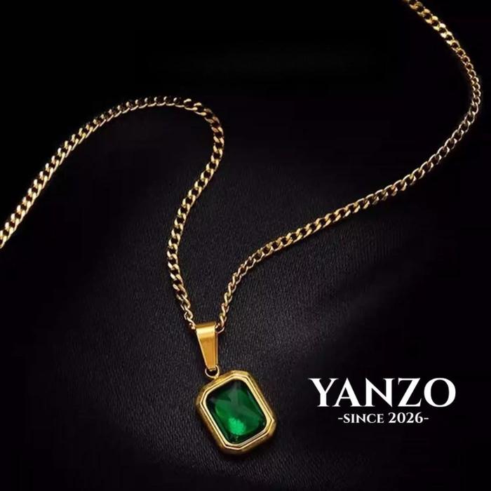 [Yanzo] Kalung Wanita Liontin Batu Zamrud Hijau A428