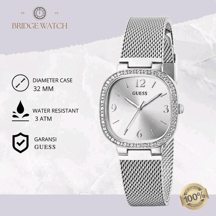Jam Tangan Wanita Guess Tapestry GW0354L1 Original Rantai Silver Mewah