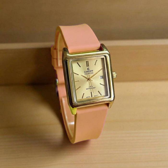 [Tanpa Box] JAM TANGAN WANITA MERK CARDIFF 1088 TALI RUBBER ANALOG WATER RESISTANT Watches
