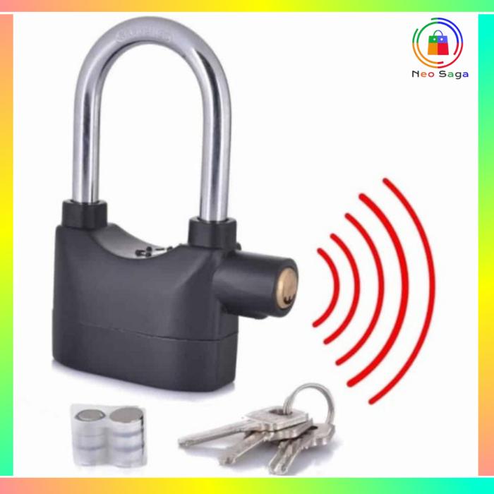 Gembok Kunci Alarm Gerbang Pintu Rumah Rantai Anti Maling Alarm Lock