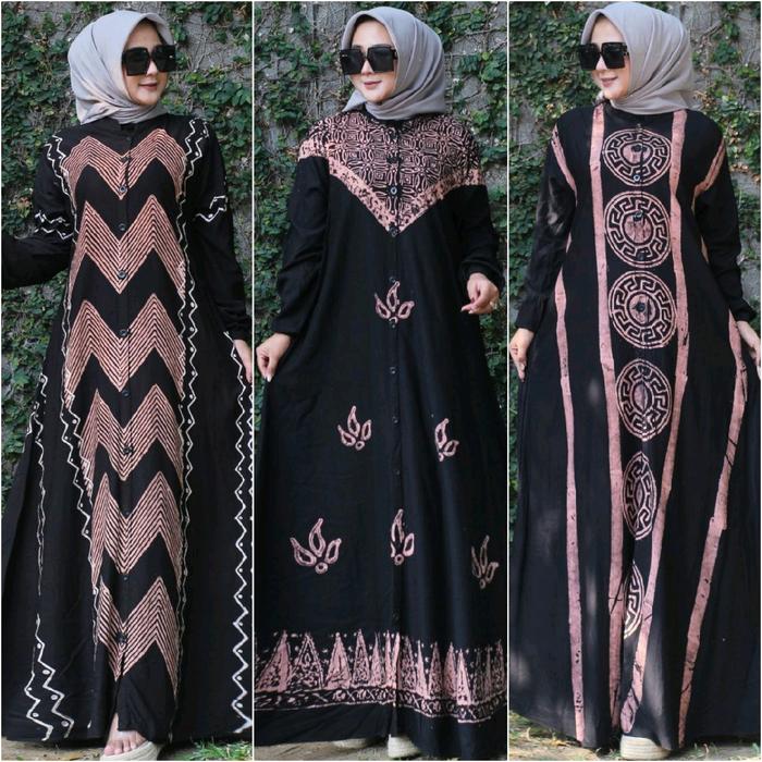 DR_GAMIS KANCING SLIM BATIK TWILL ORI BATIK CAP MALAM NEW MOTIF Dress Wanita Muslim Panjang