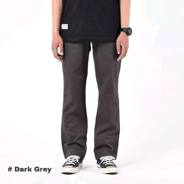 Celana Panjang Pria Bahan Kain Katun Twill Non Stretch Tebal Premium Regular Regular Standar Standar