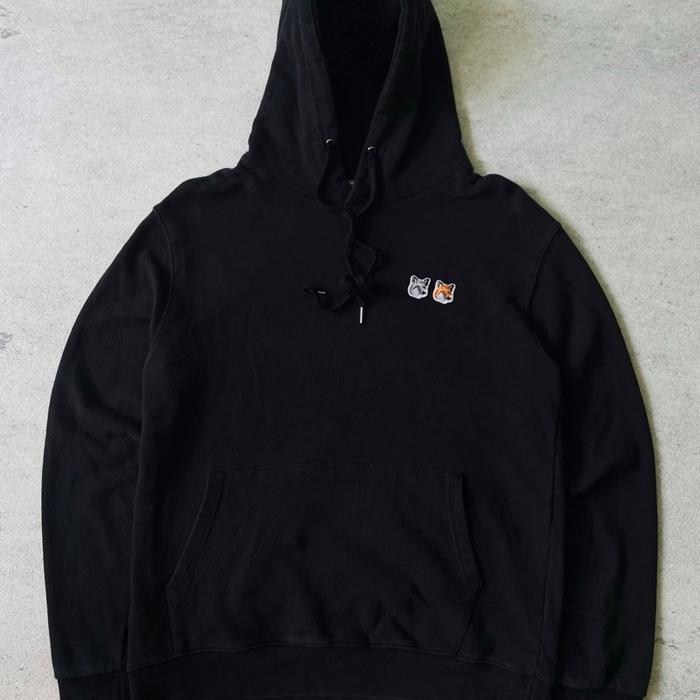 Maison Kitsune double fox head patch hoodie authentic original