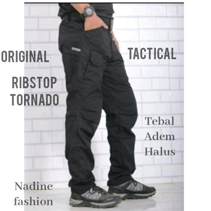 PREMIUM CELANA PANJANG TACTICAL PRIA KAIN TEBAL HALUS TORNADO KOTAK-KOTAK (POLOS) RIBSTOP